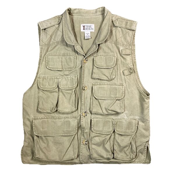 Trail Designs Vest Mens L Brown Tactical Hunting Fishing Shooting Cargo Utility - Picture 1 of 8